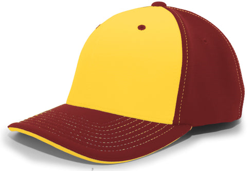 Pacific Headwear M2 Performance Contrast Flexfit® Cap (398F), Color 'GoldMaroonMaroon'